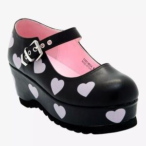 Black with Pink Hearts Platform Mary Janes from Hot Topic 8